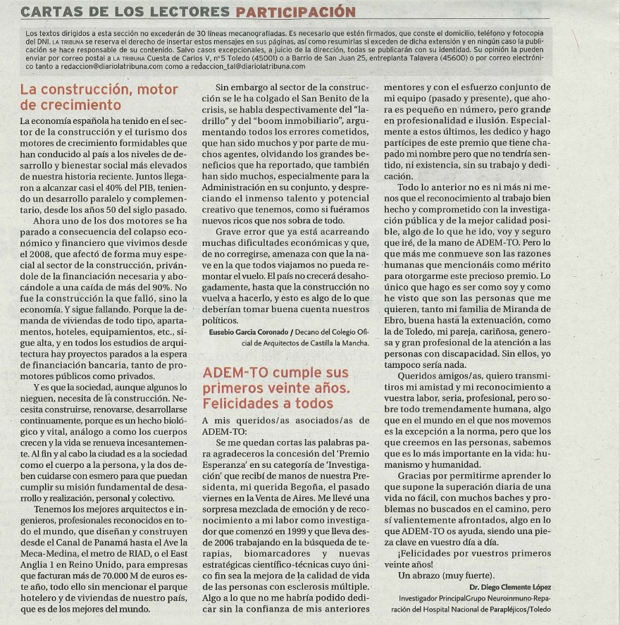 agradecimiento diego clemente